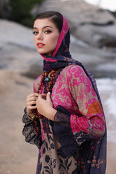 3-PC Unstitched Embroibered Lawn Shirt with Printed Chiffon Dupatta CCS4-02